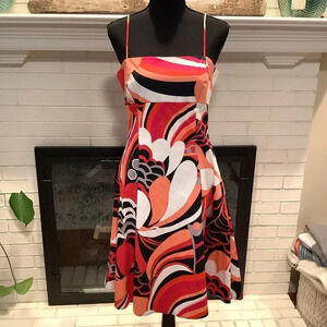 #298 Gorgeous Nine West Bold Pattern Spaghetti Strap Dress Size 8